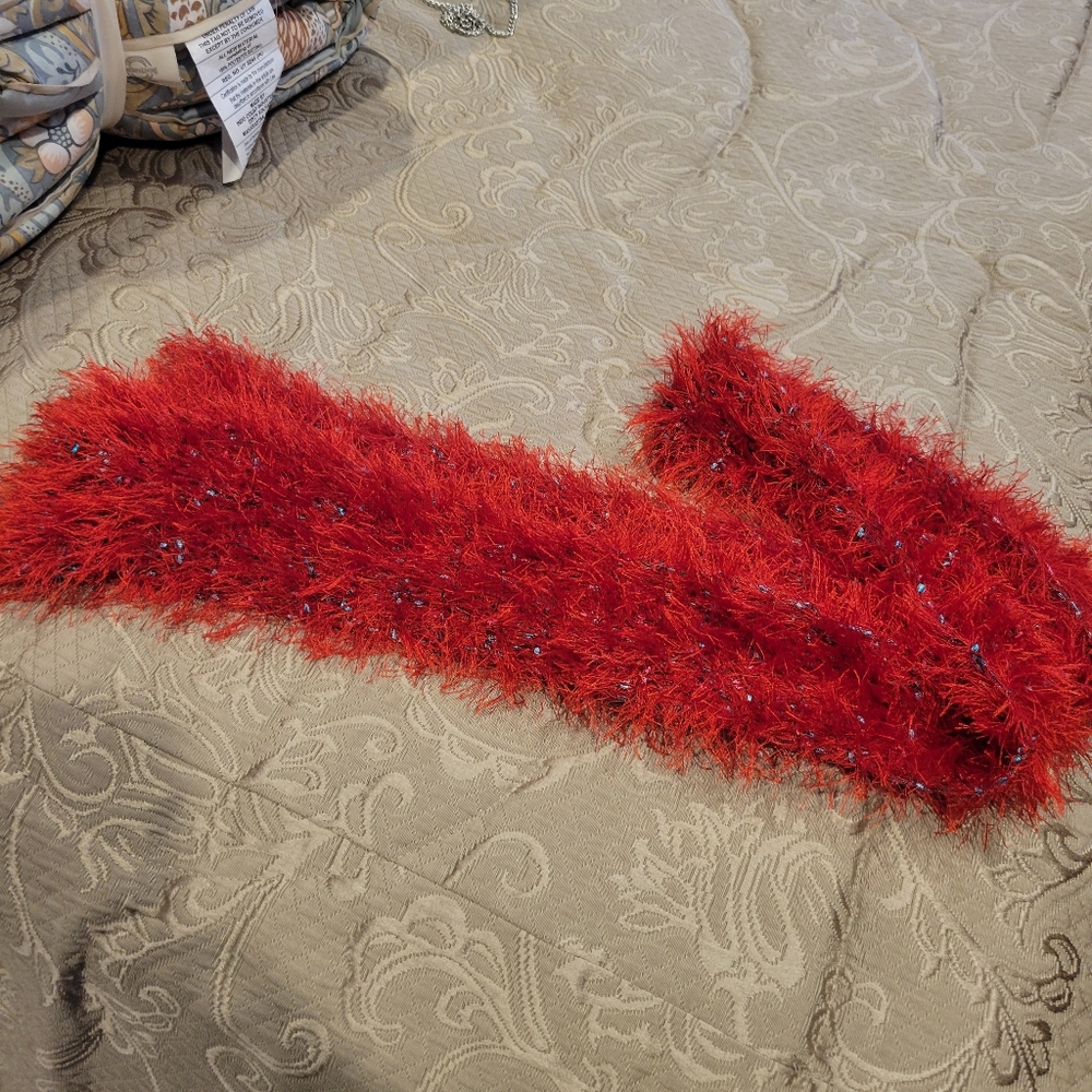 Ladies Red Crocheted Scarf